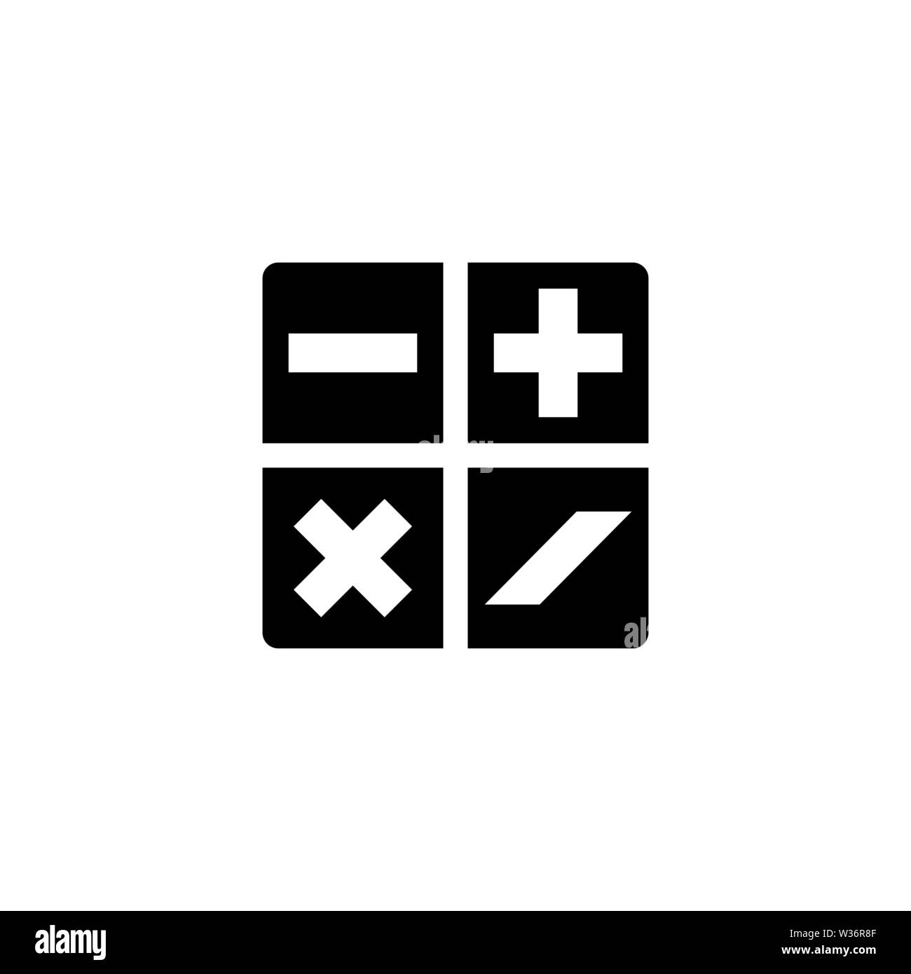 Mathematische Plus, Minus, Multiplikation, Division. Flache Vektor Icon