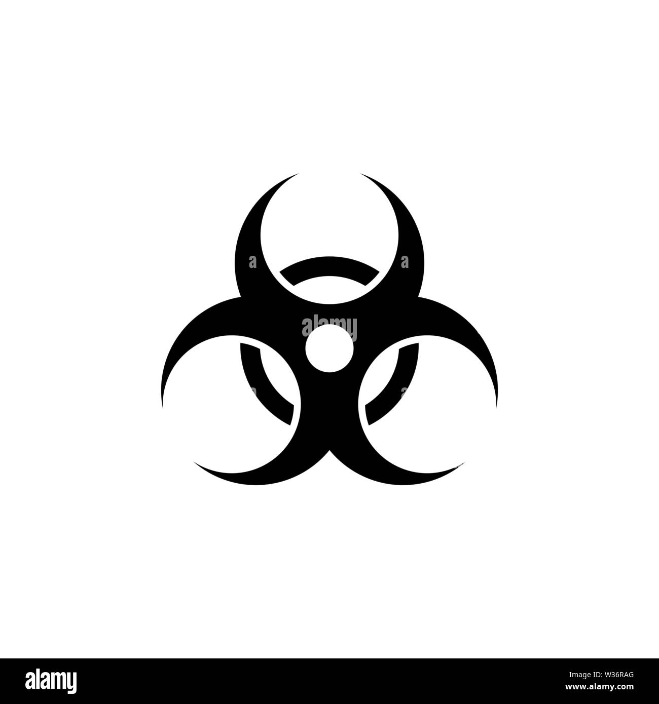 Biologische Gefahr, Biohazard. Flache Vektor Icon Abbildung. Einfach schwarzes Symbol auf weißem Hintergrund. Biologische Gefahr, Biohazard sign Design templat Stock Vektor