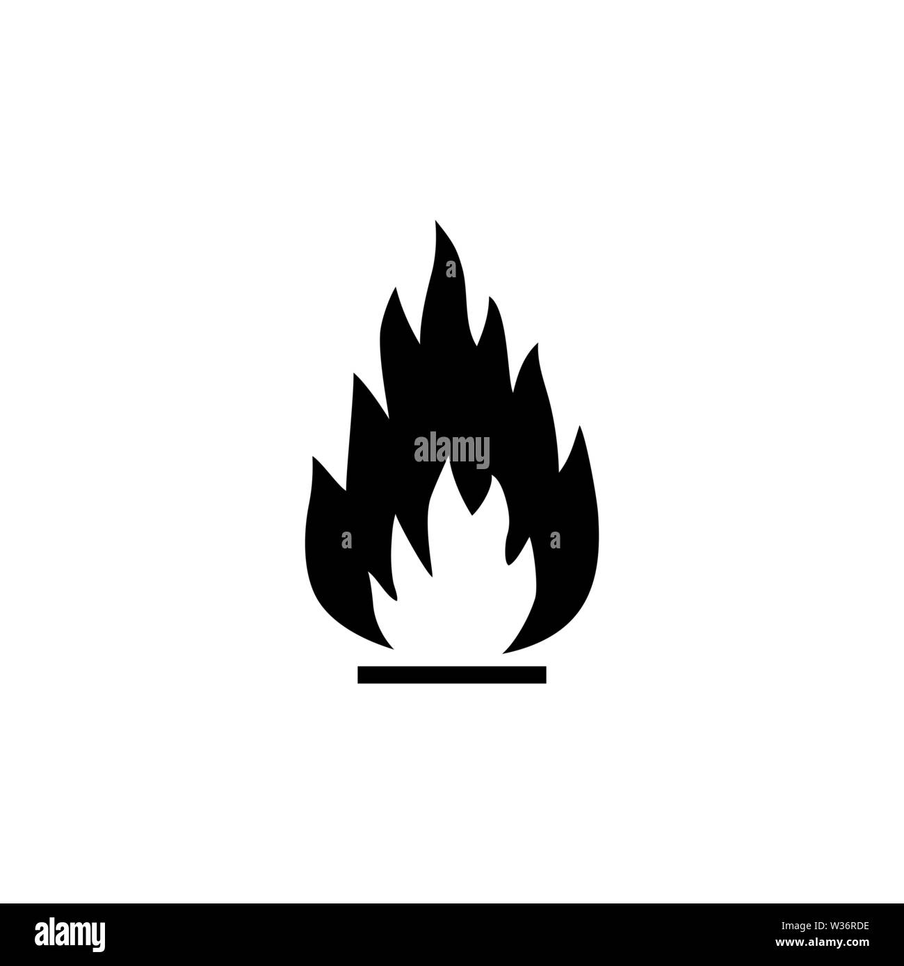 Feuer Flamme, brennbar. Flache Vektor Icon Abbildung. Einfach schwarzes Symbol auf weißem Hintergrund. Feuer Flammen, brennbaren Sign Design Template für Web- und Stock Vektor