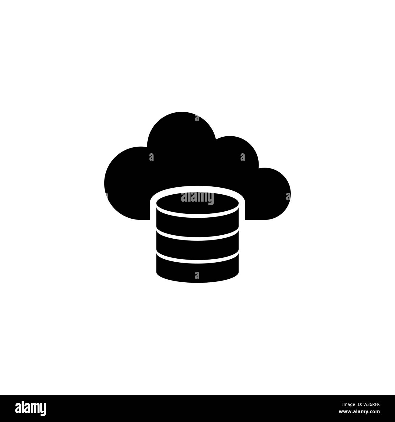 Cloud Computing Datenbank, Computing Server. Flache Vektor Icon Abbildung. Einfach schwarzes Symbol auf weißem Hintergrund. Cloud Computing Datenbank, auf dem Server s Stock Vektor