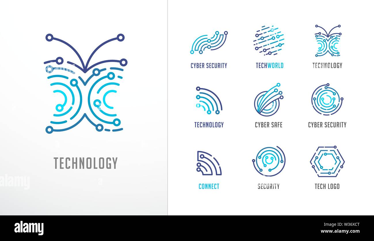 Sammlung von Logos. Technologie, Biotechnologie, Hightech, fintech ...