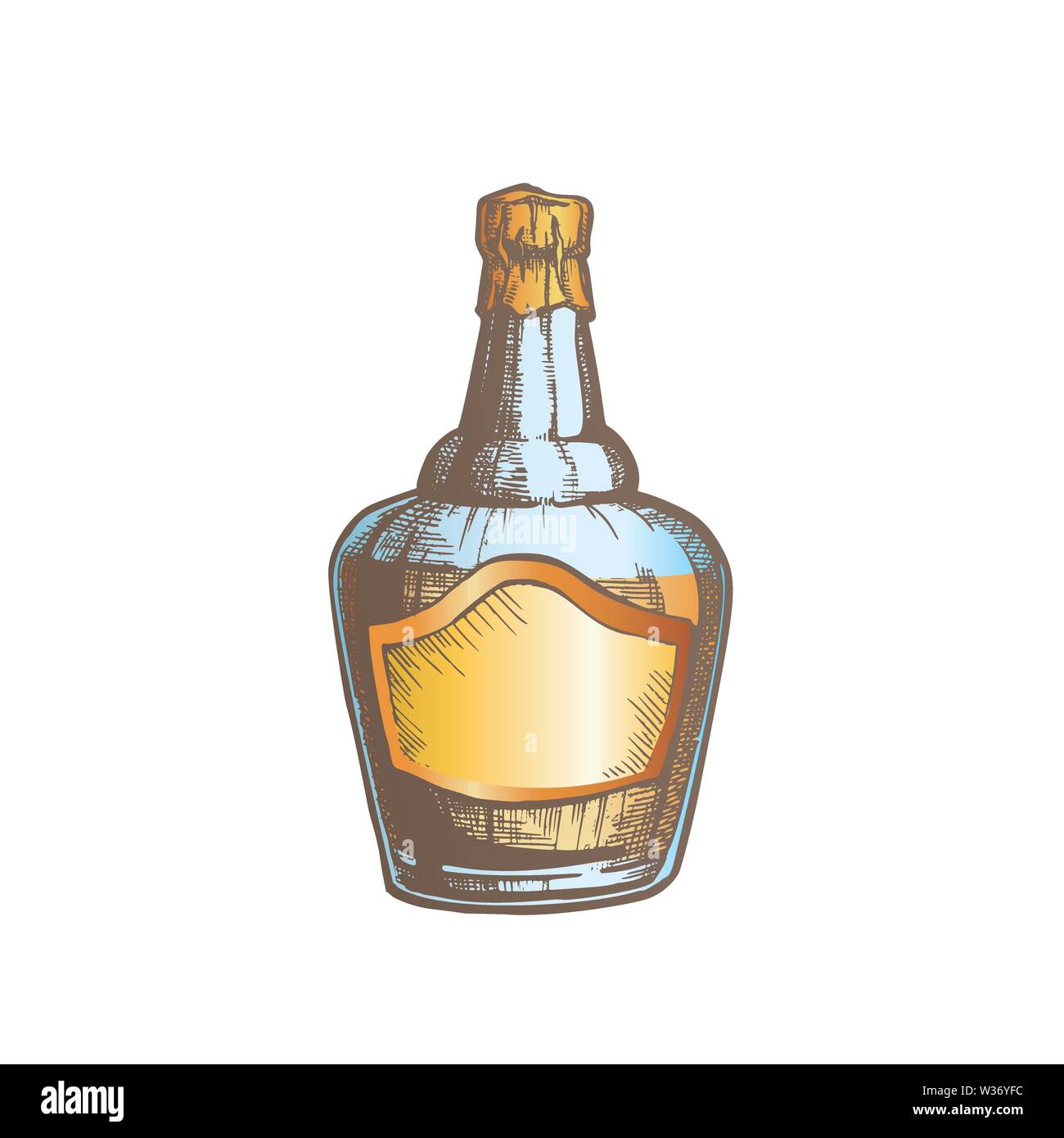 Farbe geblasen Scotch Whisky Flasche mit Folie Cap Vektor Stock Vektor