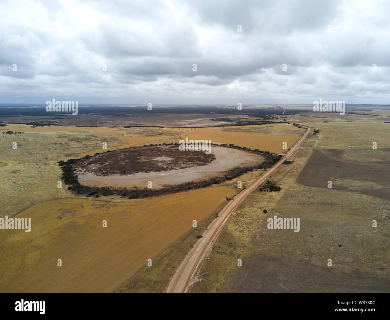 Antenne von dryland farming Practices auf Weizen Felder in der Nähe von calca Süd Australien angebaut Stockfoto