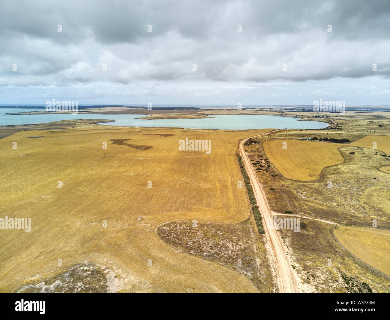 Antenne von dryland farming Practices auf Weizen Felder in der Nähe von calca Süd Australien angebaut Stockfoto