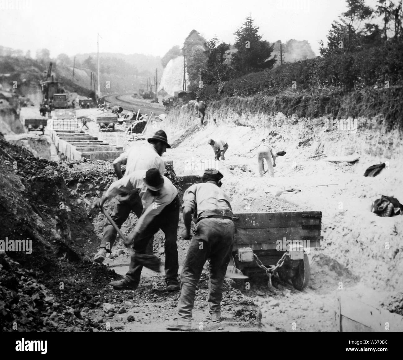 Navvies Bau einer Eisenbahn Stockfoto