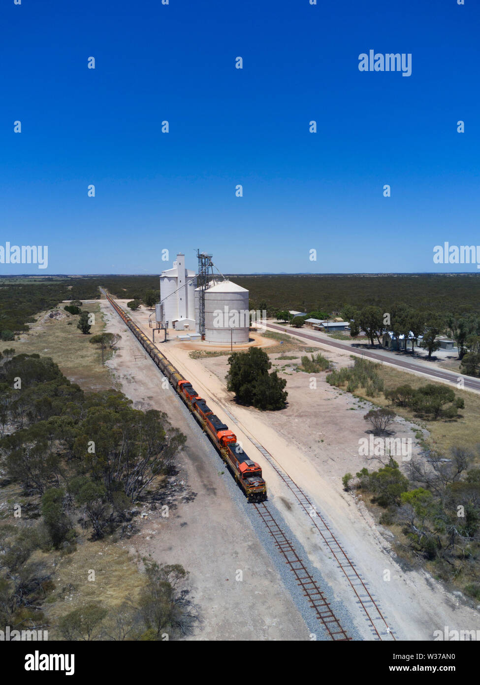 Antenne des Service Center für Getreide wächst Bauern am Tooligie Eyre Peninsula South Australia Stockfoto