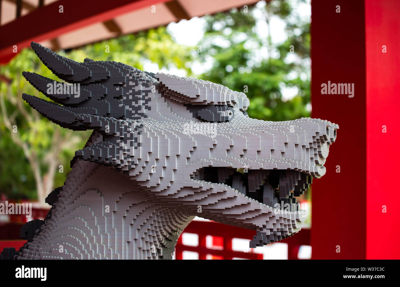 Johor Bahru, Malaysia-18 Nov 2018: Lego Spielzeug dragon Modell Anzeige in Malaysia Legoland Park Stockfoto