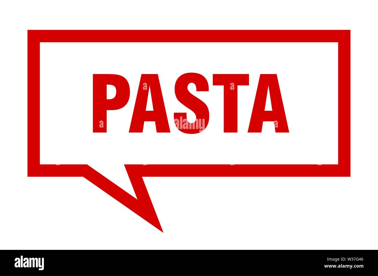 Pasta unterzeichnen. Pasta Pasta square Sprechblase. Stock Vektor