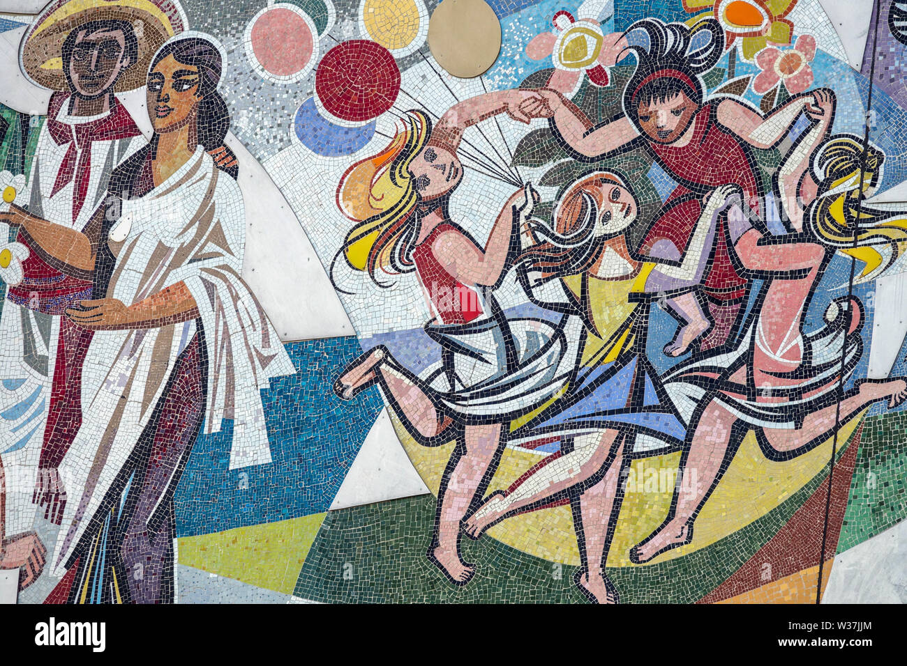 Berlin Haus freundliche Unterstützung, 1960er Werk von Walter Womacka, sozialistischen Realismus Mosaik, Deutschland Stockfoto