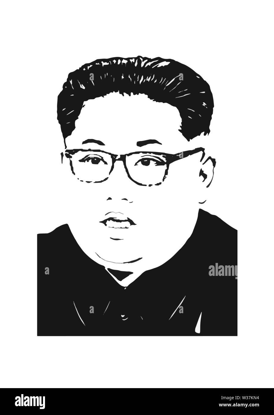 Kim Jong Un Abbildung: Schwarz und Weiß Stock Vektor