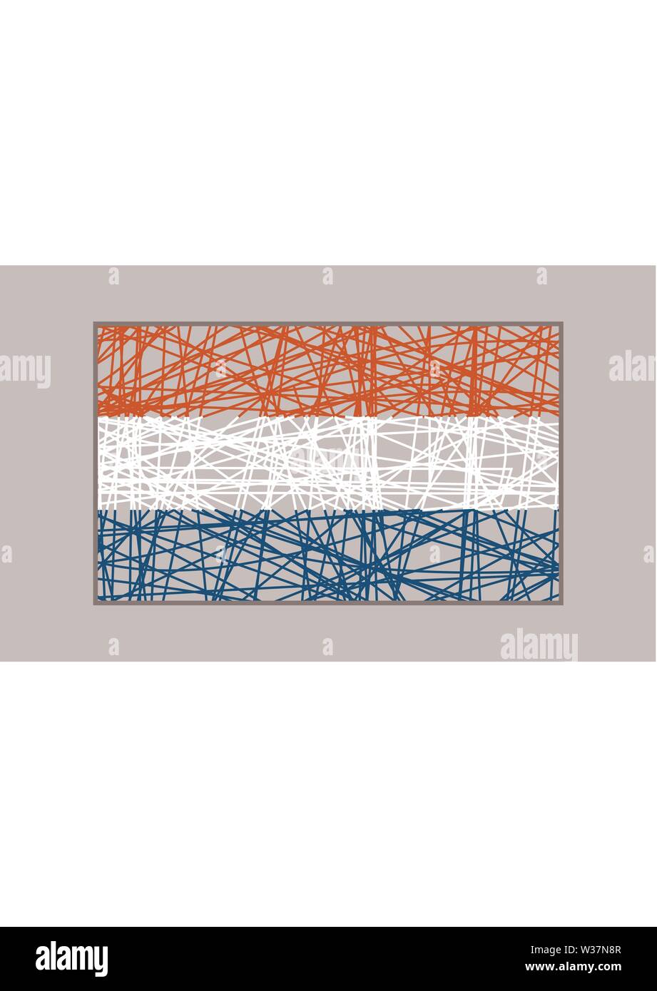 Niederlande Flagge Design Konzept. Flagge der Bleistiftstriche und Land Name gemalt. Bild relativ zu Reisen und Politik Themen Stock Vektor