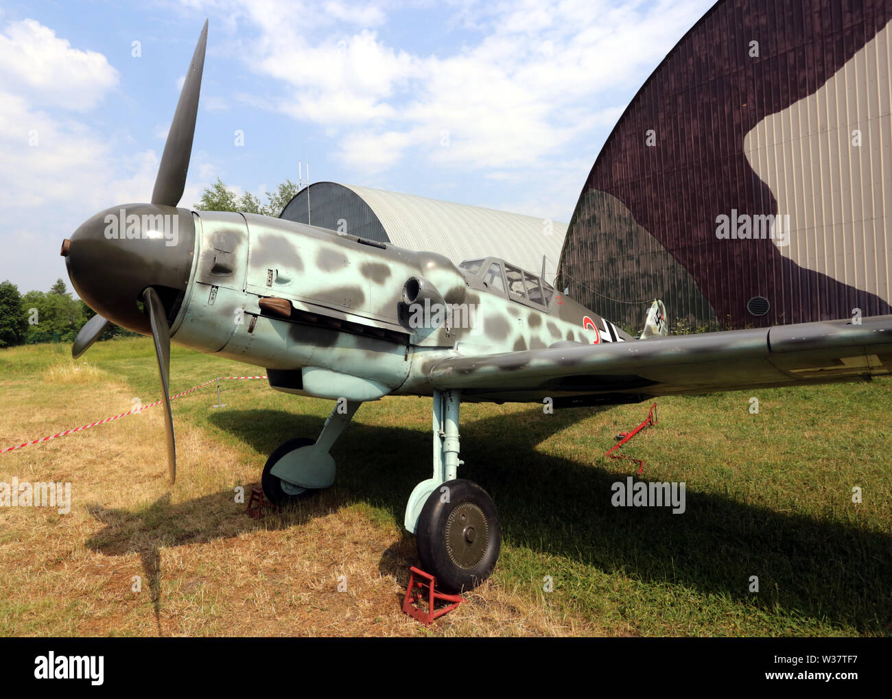 Krakau. Krakau. Polen. Museum der Polnischen Luftfahrt. Messerschmitt Bf 109 G-6 Deutsche Kampfflugzeuge. Stockfoto