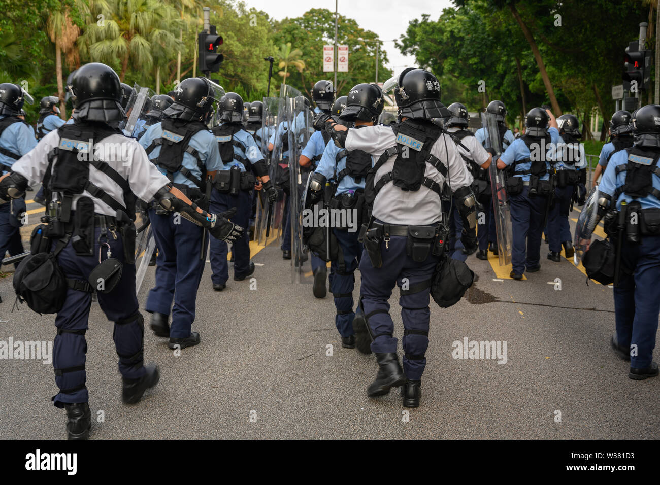 Hongkong - Juli 13, 2019: Hongkong 713 Protest gegen Wasser waren Händler und Auslieferung Rechnung. Stockfoto