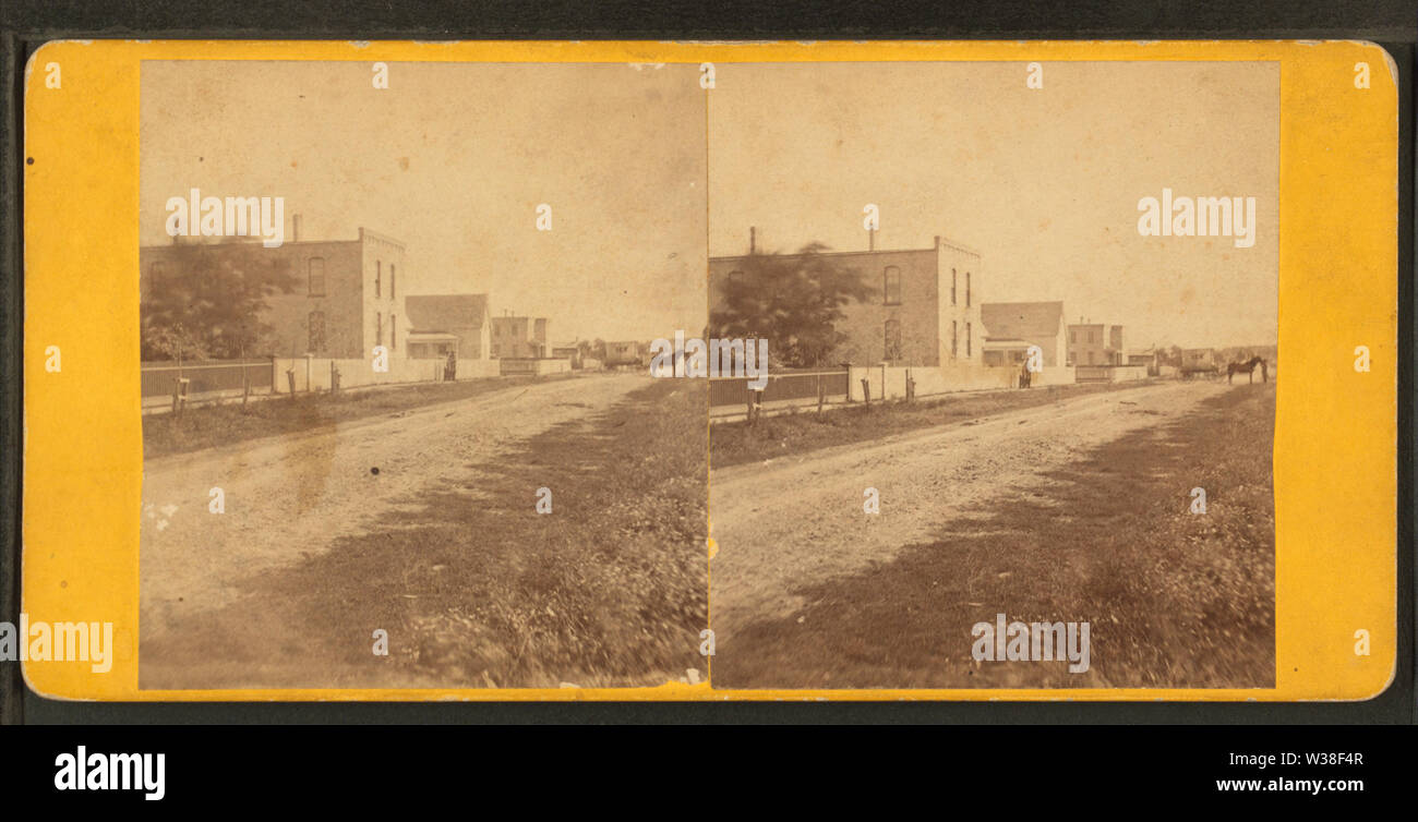 Blick auf einer unbefestigten Straße mit Häusern, durch G Gesetz Stockfoto