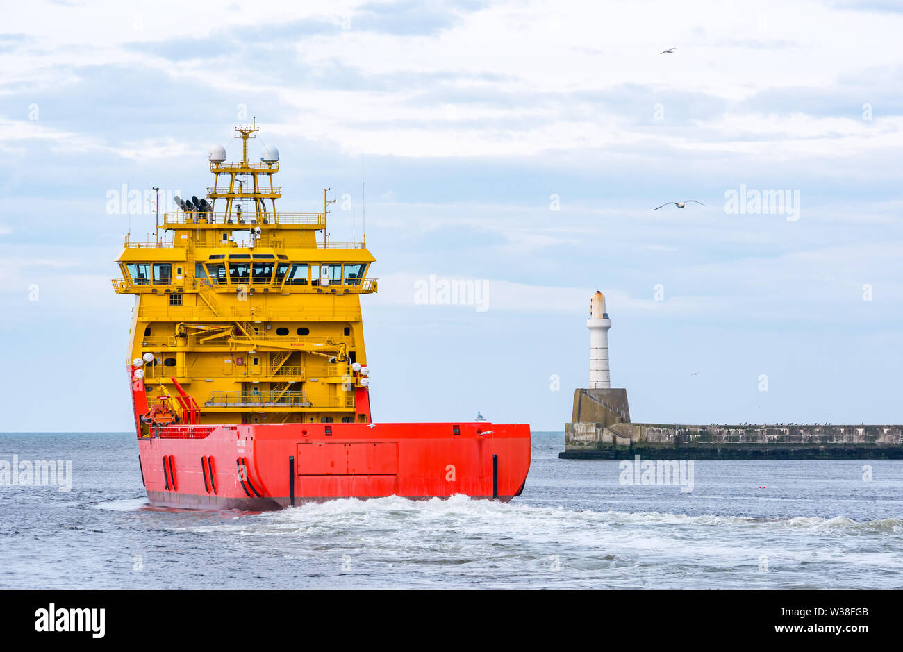 Ostensjo Rederi flotte Schiff, Edda Ferd, Offshore Supply Vessel, Hafen Aberdeen, Schottland, Großbritannien Stockfoto