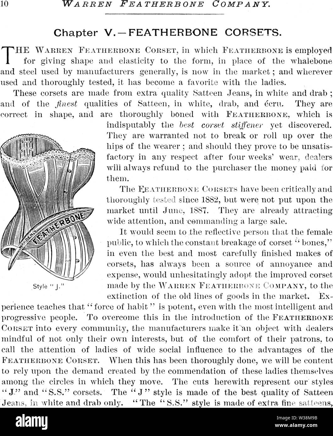 10 WarrenFeatherboneCompany Stockfoto