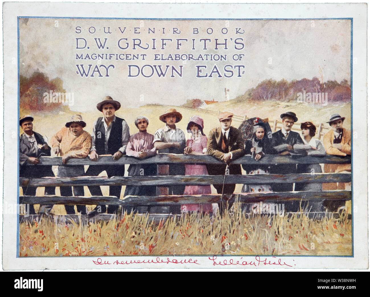 Programm American Film Weise unten nach Osten (1920), handsigniert von Lillian Gish. Stockfoto