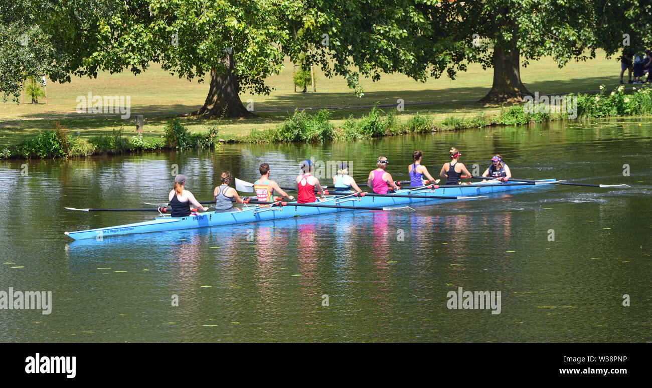 Achter Rudern Praxis auf den Fluss Ouse. Stockfoto