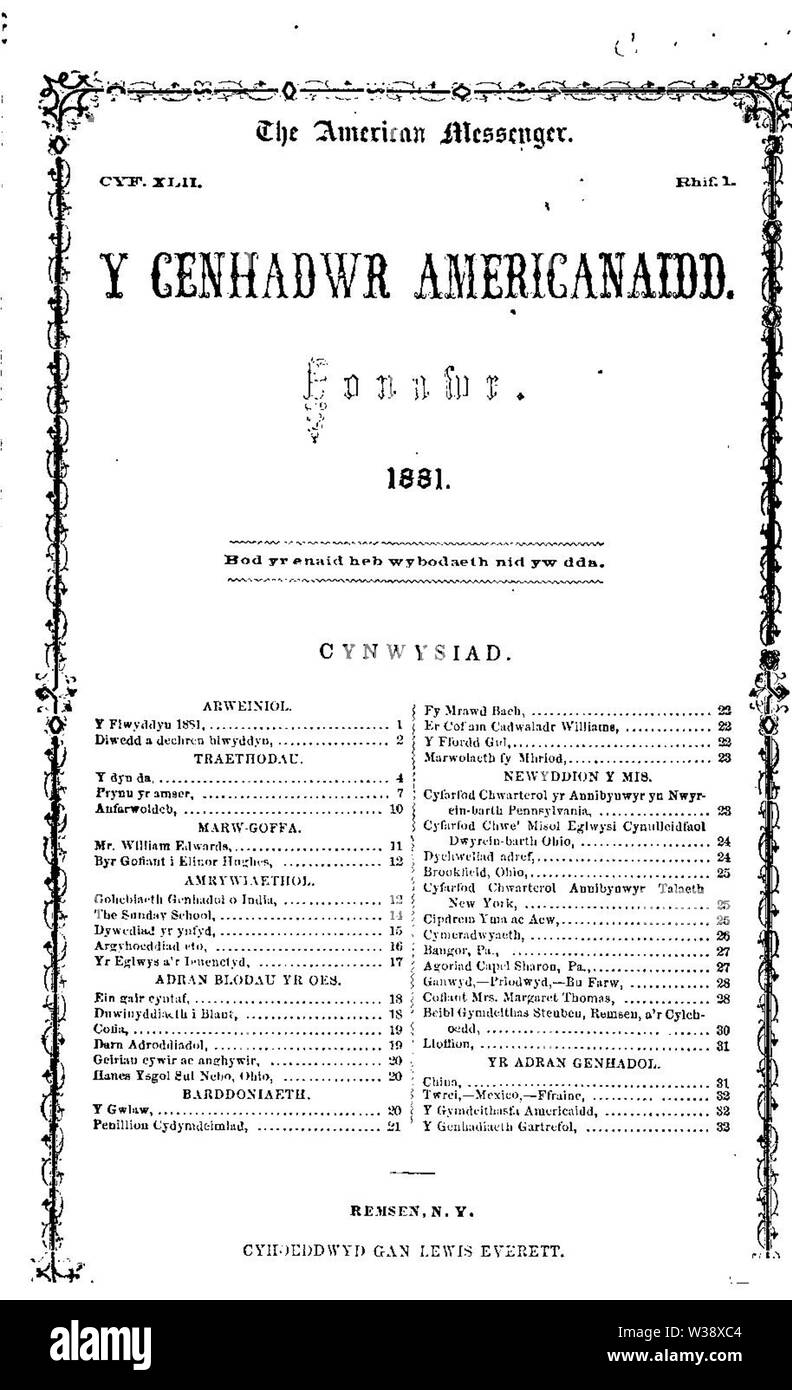 Y Cenhadwr Americanaidd, 01. Stockfoto