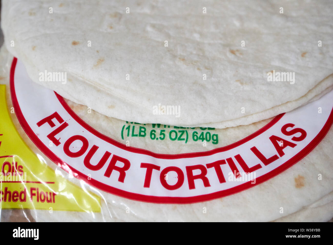Weißmehl Tortillas in den USA Vereinigte Staaten von Amerika Stockfoto