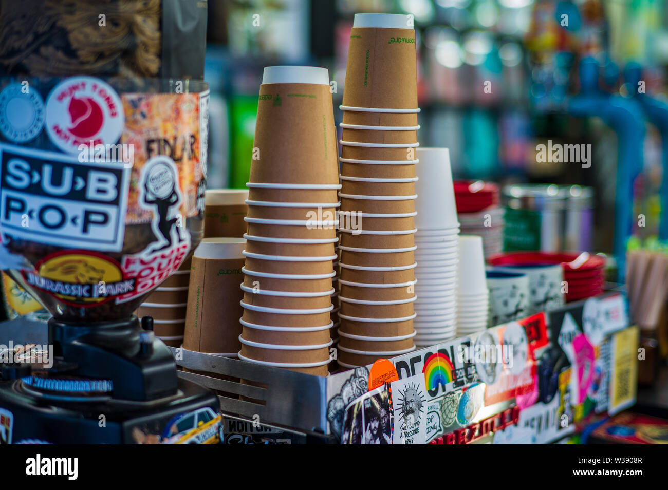 Espresso-Kaffeemaschine im Rough Trade East Cafe abseits der Brick Lane in Shoreditch East London Stockfoto