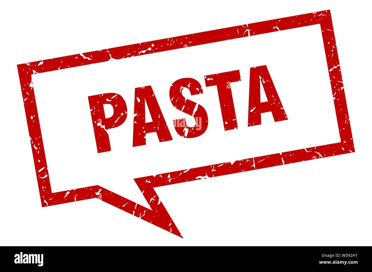 Pasta unterzeichnen. Pasta Pasta square Sprechblase. Stock Vektor