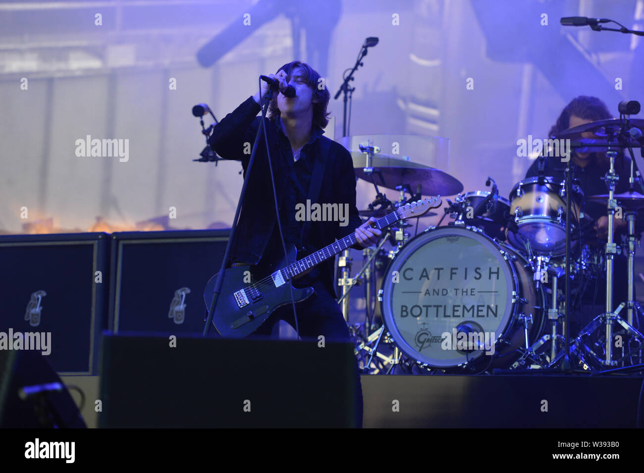 Glasgow, UK. 13. Juli 2019. Van McCann (siehe Abbildung), aus Wels und der Bottlemen TRNSMT 2019 live in Glasgow am Grün. Credit: Colin Fisher/Alamy Leben Nachrichten. Stockfoto