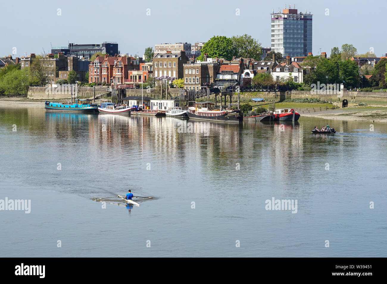 Thames Riverside in Hammersmith, London, England, Vereinigtes Königreich, Vereinigtes Königreich Stockfoto