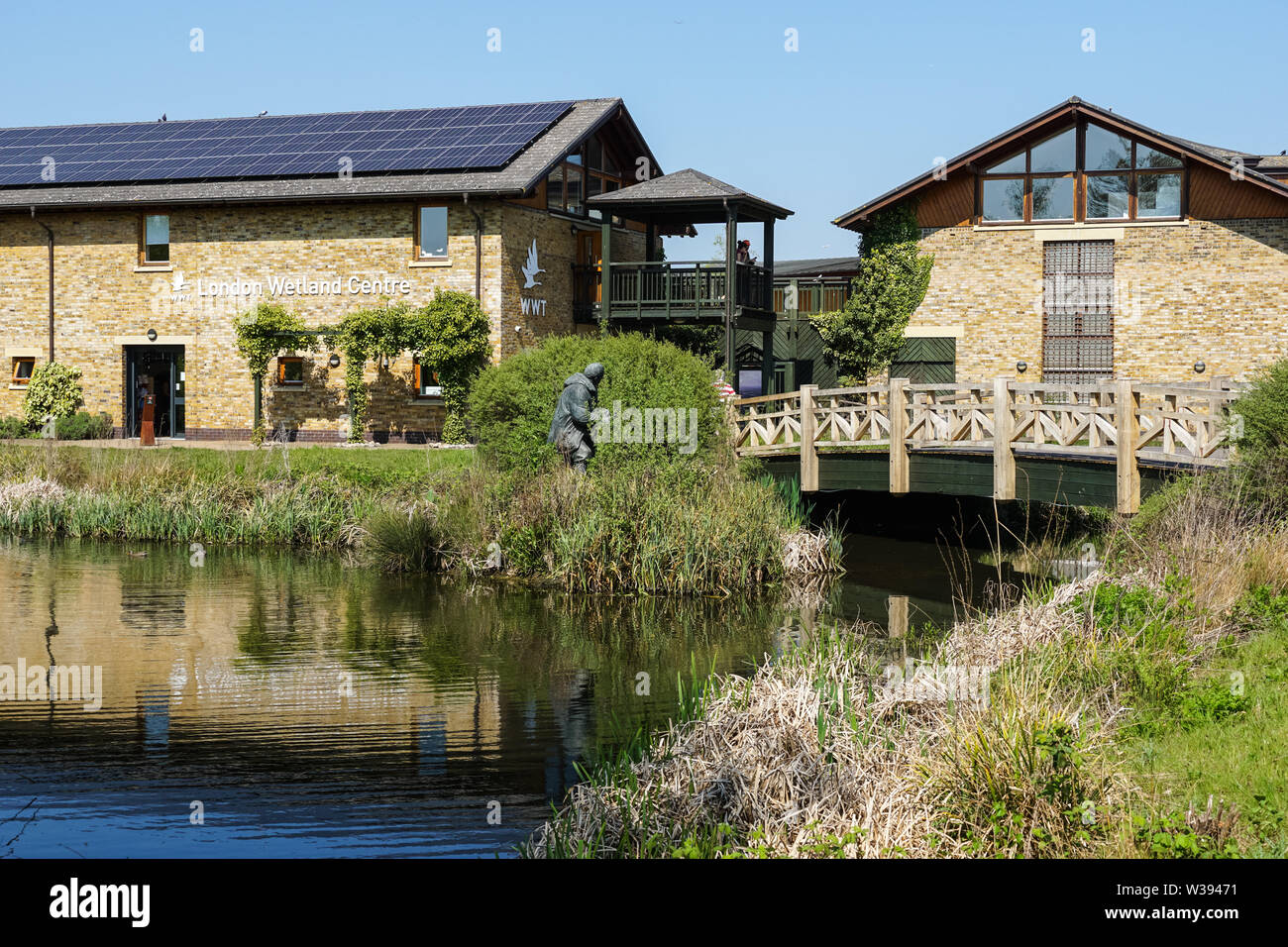 Der Eingang zum WWT London Wetland Centre in The Barnes, London, England, Vereinigtes Königreich, Großbritannien Stockfoto