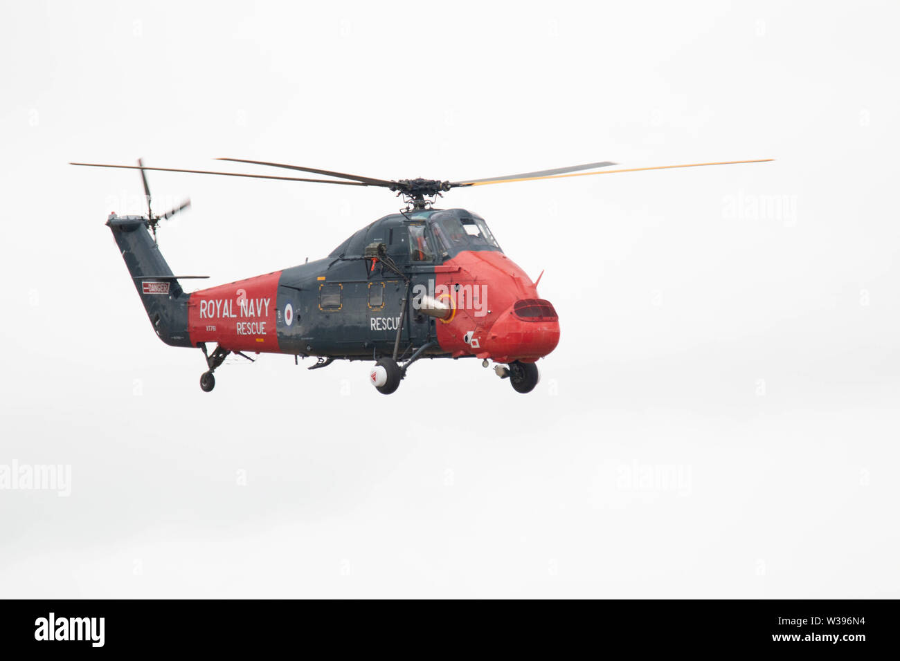 Yeovilton, UK. 13. Juli, 2019. Die neu restaurierten alten Westland Wessex HU Mk 5, die zu fliegenden Zustand der Luft zeigen auch Flugzeuge aus Acorss NATO-Verbündeten, darunter Litauen, Vereinigte Staaten und Kanada und die Teilnahme sah restauriert wurde Beteiligten eine Reihe historische Flugzeuge und die RAFs rote Pfeile in diesem Jahre Yeovilton International Air Tag an der Royal Naval Air Station Yeovilton in Somerset Credit: Fotografieren Nord/Alamy leben Nachrichten Stockfoto