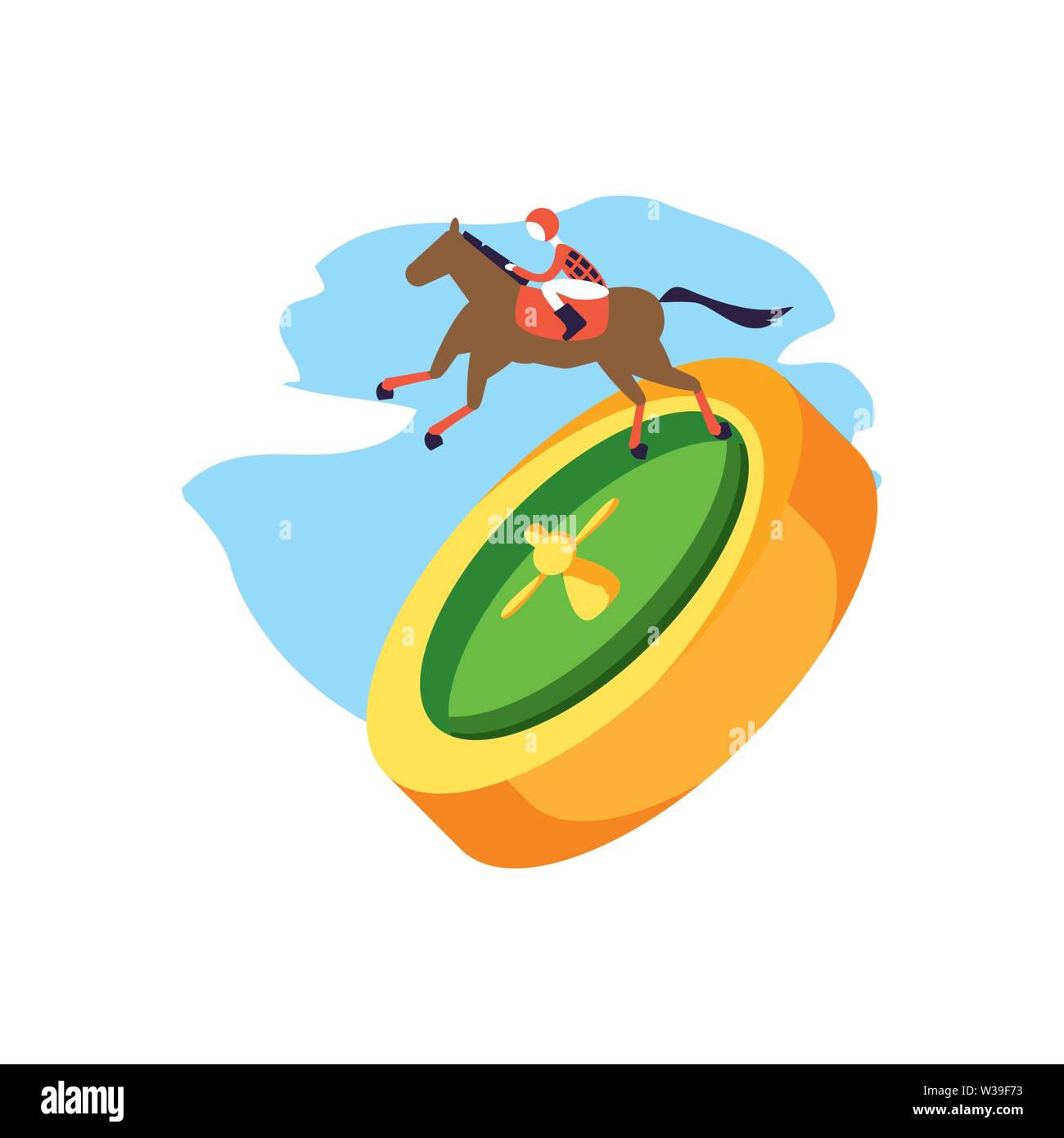 Casino Roulette Spiel mit pferderennbahn Vector Illustration Design Stock Vektor