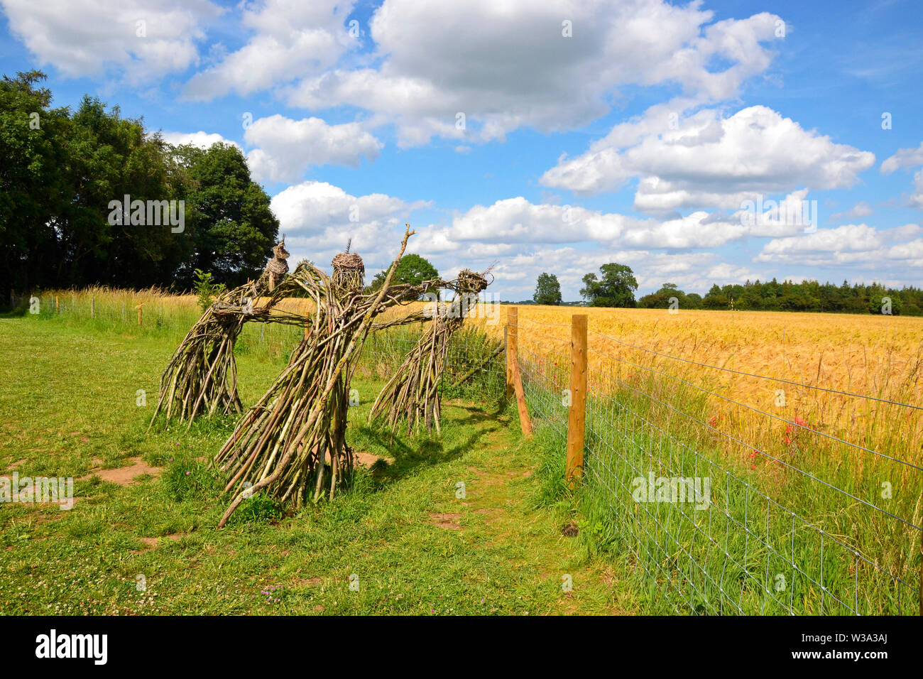 Drei Feen Skulptur, des Königs Männer Steinkreis, der Rollright Stones, Stein, große Rollright, Chipping Norton, Oxfordshire, UK Stockfoto