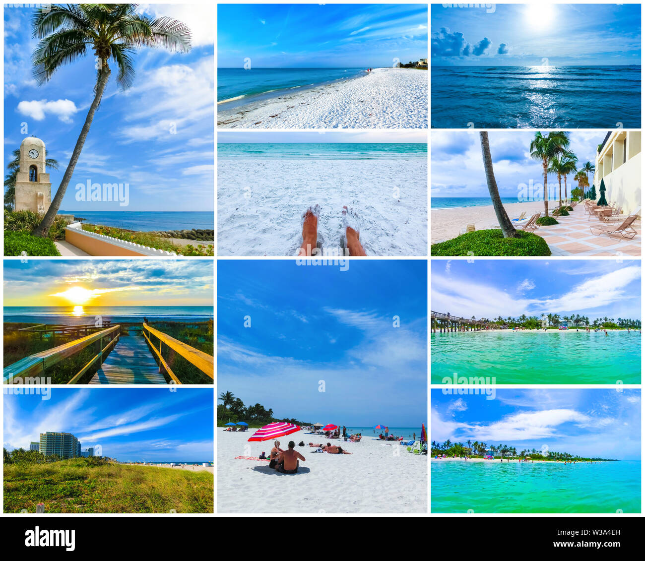 Collage über Beachs an USA Stockfoto