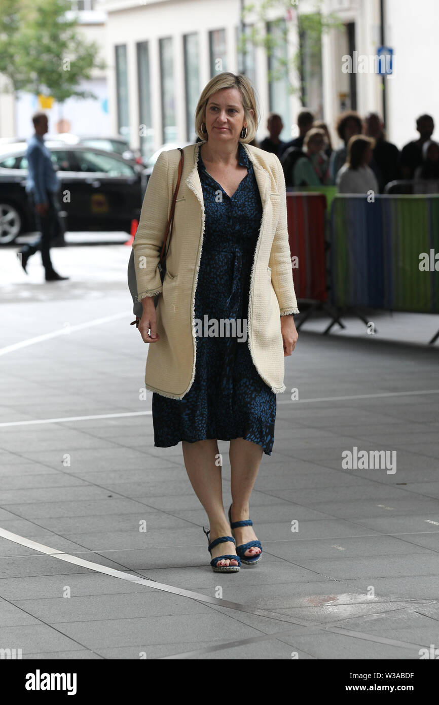 London, UK, 14. Juli 2019. Amber Rudd Minister für Arbeit und Altersversorgung Anreisen zu den BBC Studios für die Andrew Marr Show Credit gesehen: WFPA/Alamy leben Nachrichten Stockfoto