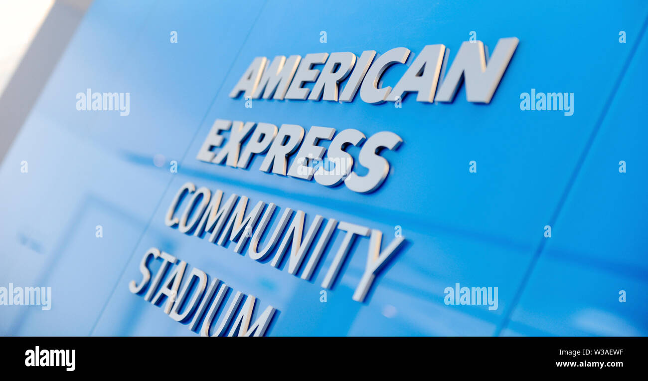 Die American Express Gemeinschaft Stadium, die Heimat von Brighton und Hove Albion Football Club, East Sussex, UK. Stockfoto