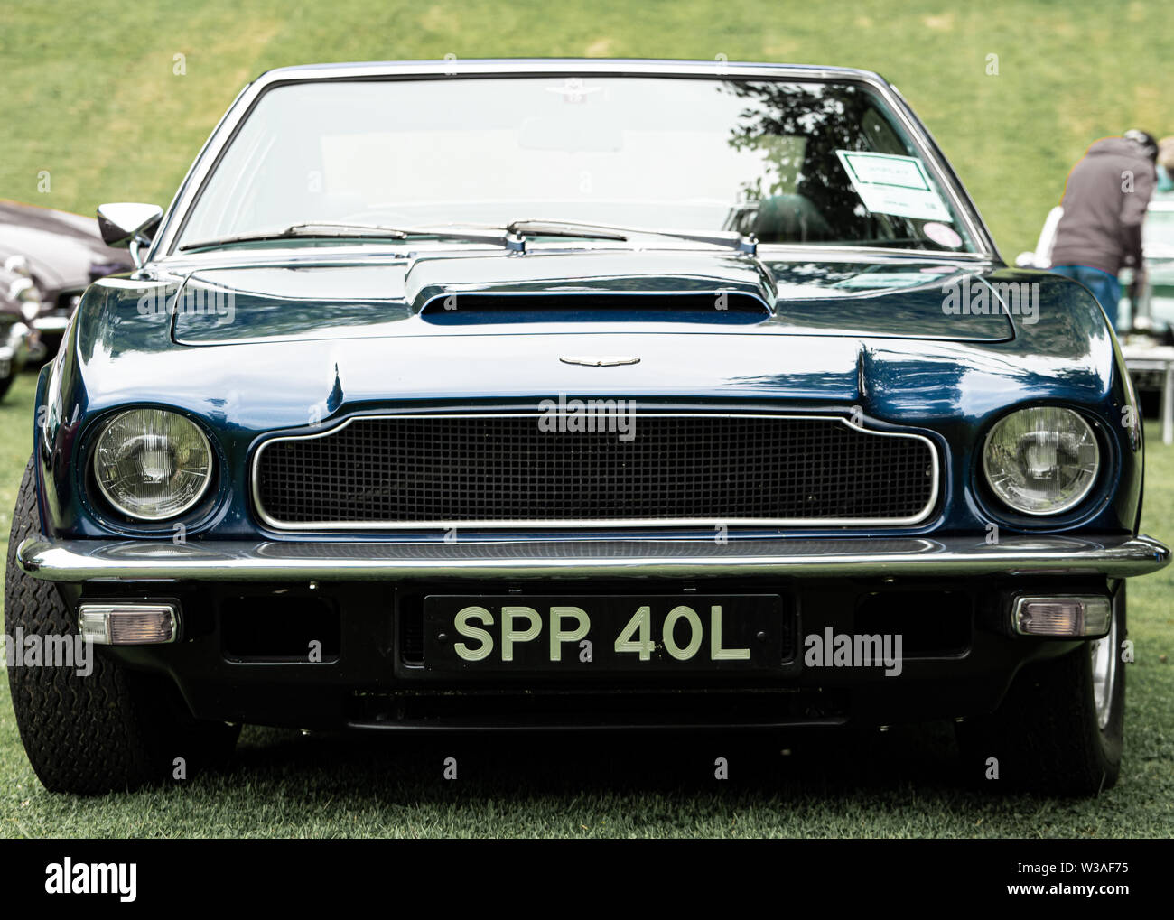 1972 Aston Martin V8 Serie 2 classic car am Oakamoor Hill Climb, 13. Juli 2019, Oakamoor, Staffordshire, Großbritannien Stockfoto