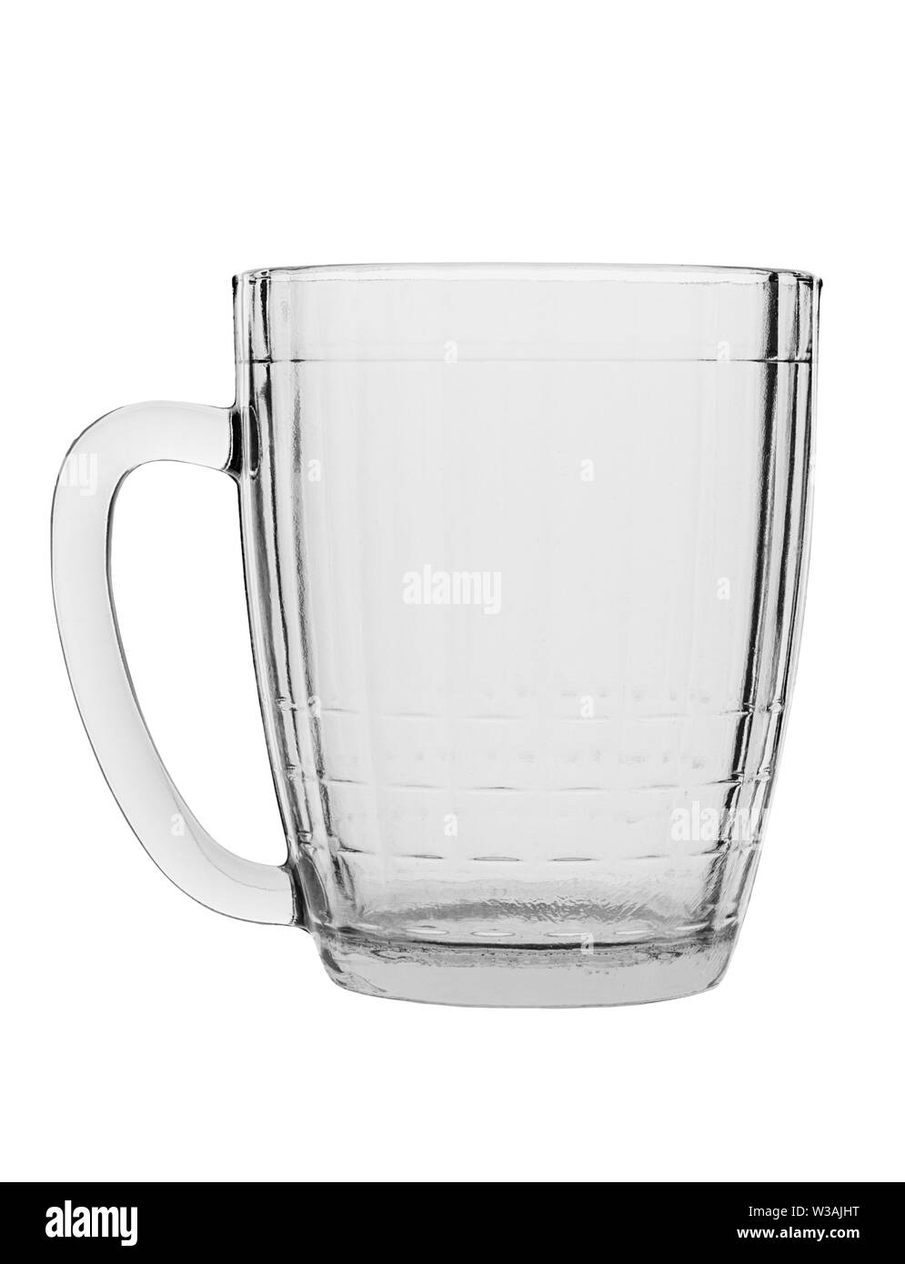 Leeren Bierkrug auf weißem Hintergrund. Datei enthält Platz für Text Stockfoto