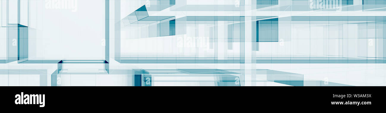 Blaues Glas moderne 3D-Rendering Stockfoto