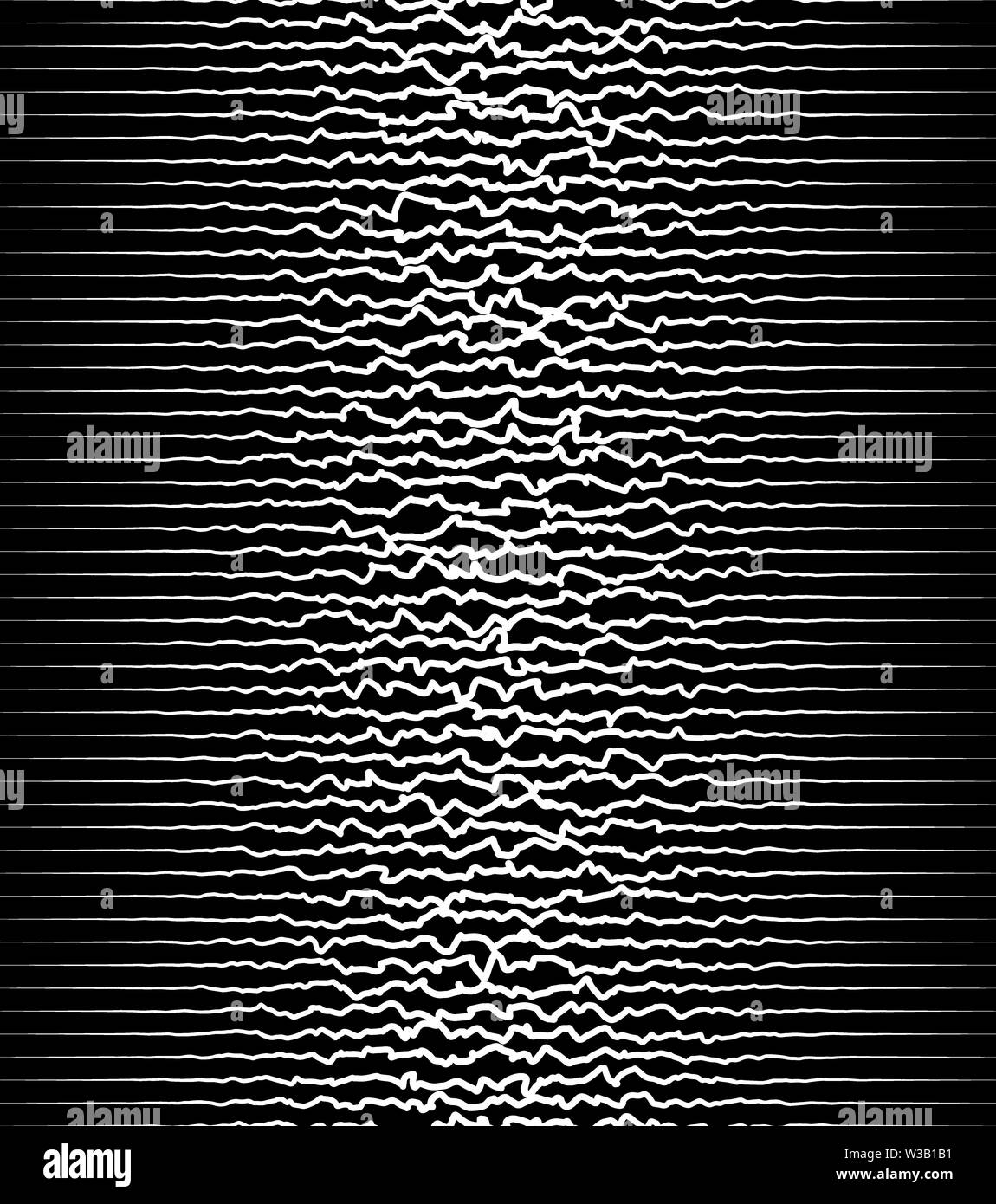 Abstrakte weißen geschwungenen Linien. Drucken. Schöne leuchtende Streifen oder Schallwellen auf schwarzem Hintergrund, Monochrom Stockfoto