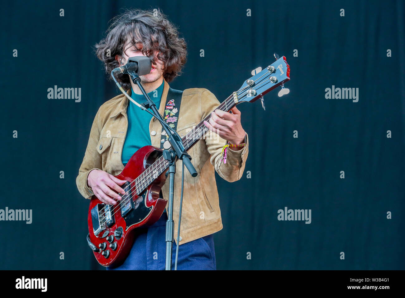 Glasgow, UK. 14. Juli, 2019. Am dritten Tag des Festivals tausende von Zuschauern stellte sich heraus, dass einige der besten zeitgenössischen Musik Bands über zu genießen. Die Bilder werden von den Mitgliedern der Amazonen spielen auf der Hauptbühne Credit: Findlay/Alamy leben Nachrichten Stockfoto