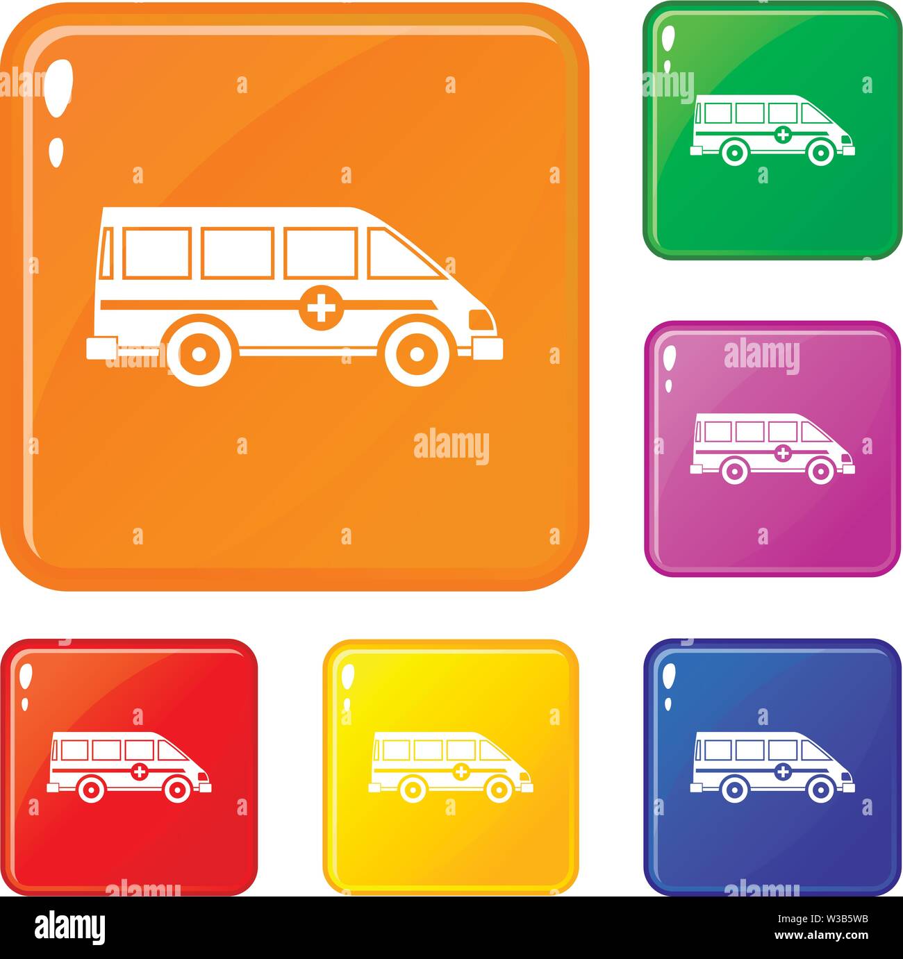 Krankenwagen Notfall van Icons Set Vector Farbe Stock Vektor