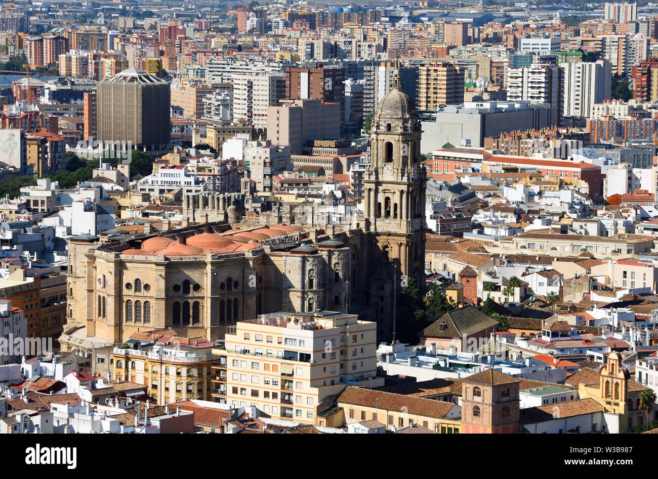 Stadtbild von Malaga Spanien einschließlich Kathedrale Stockfoto