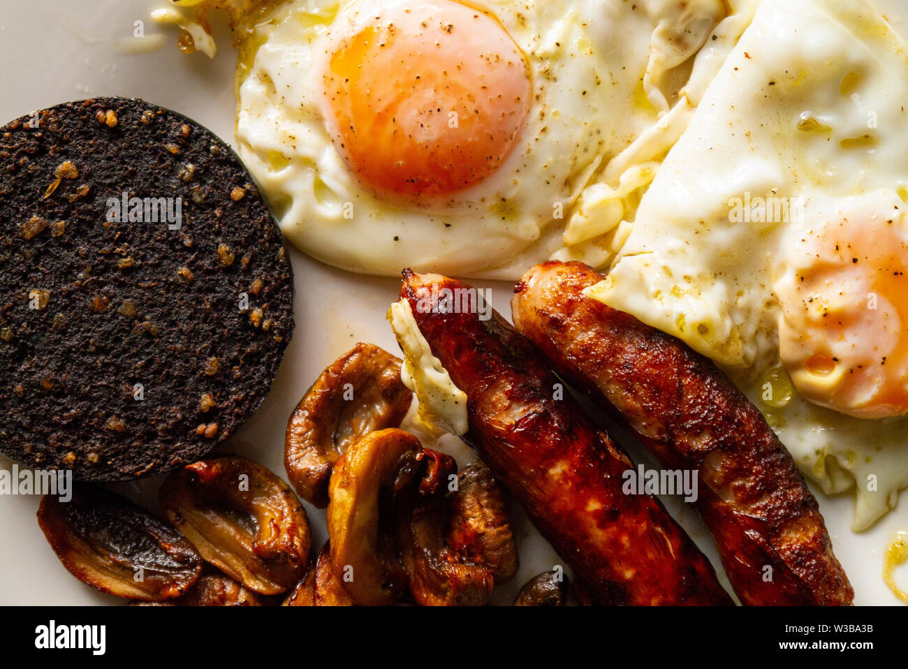 Englisches/Schottisch/Irischen gebratenes Frühstück Overhead Stockfoto
