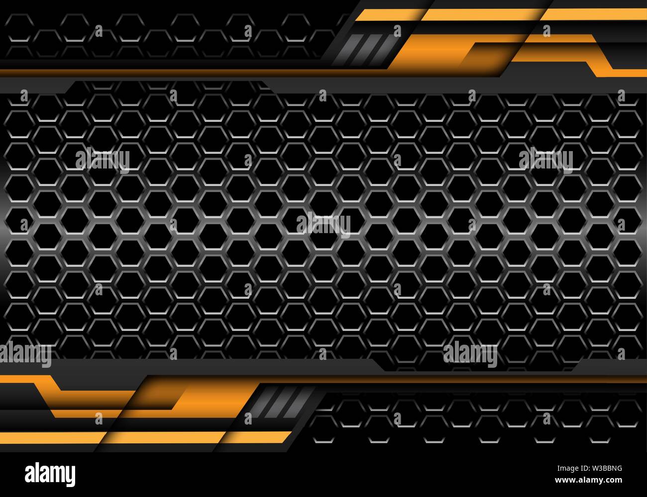 Abstrakte Dunkelgrau hexagon Silver Line mit gelben geometrische Metall Design moderne Technologie futuristischen Hintergrund Vector Illustration. Stock Vektor