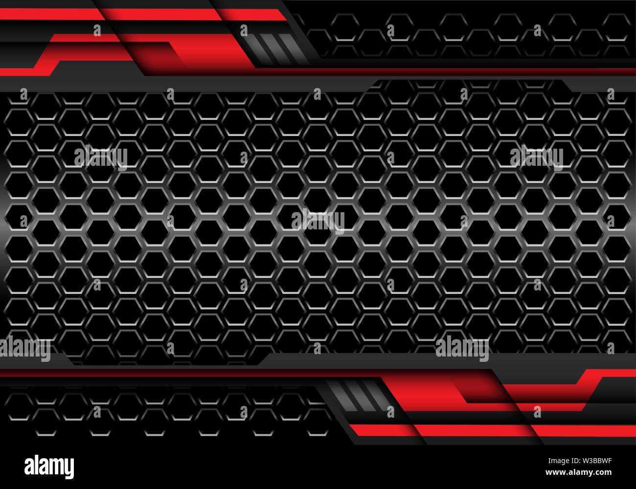 Abstrakte Dunkelgrau hexagon Silver Line mit roten geometrischen Metall Design moderne Technologie futuristischen Hintergrund Vector Illustration. Stock Vektor