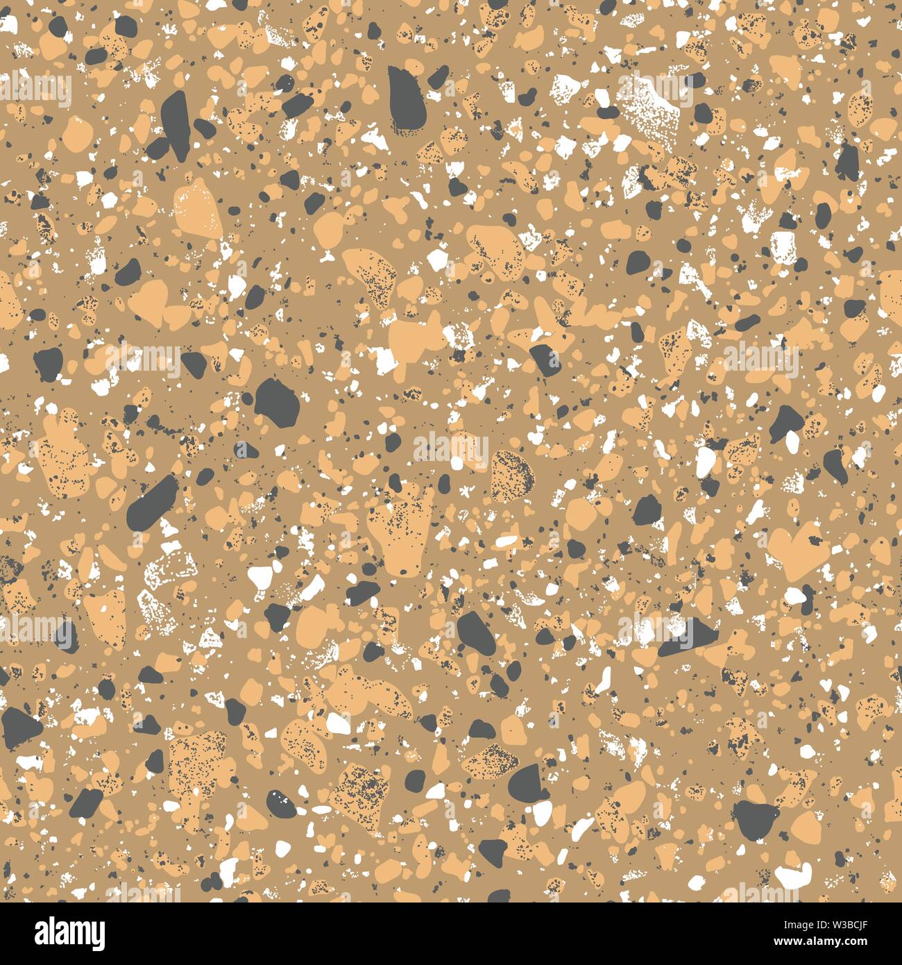 Abstrakte Naturtönen Vektor Terrazzo nahtlose Muster auf Ocker Farbe Hintergrund Stock Vektor