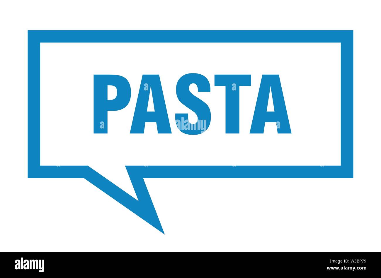 Pasta unterzeichnen. Pasta Pasta square Sprechblase. Stock Vektor