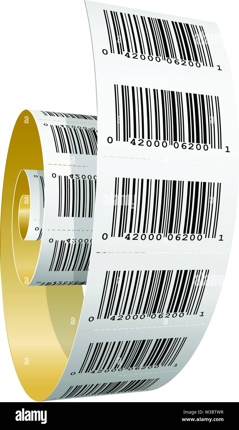 Papierrolle mit Barcode Sticker - Scannen labels Spule Stock Vektor