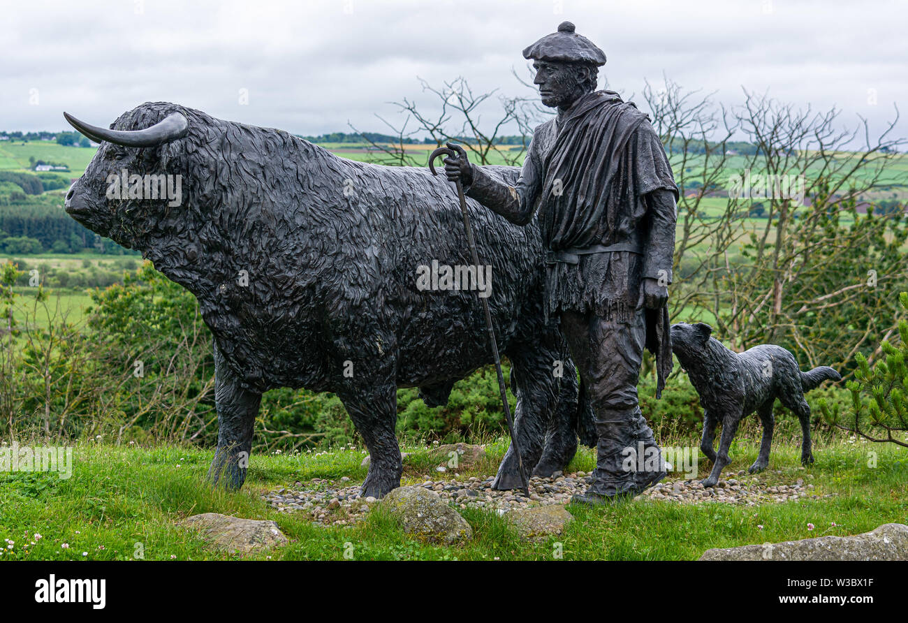 Highland Drover Statue in Dingwall Mart Stockfoto