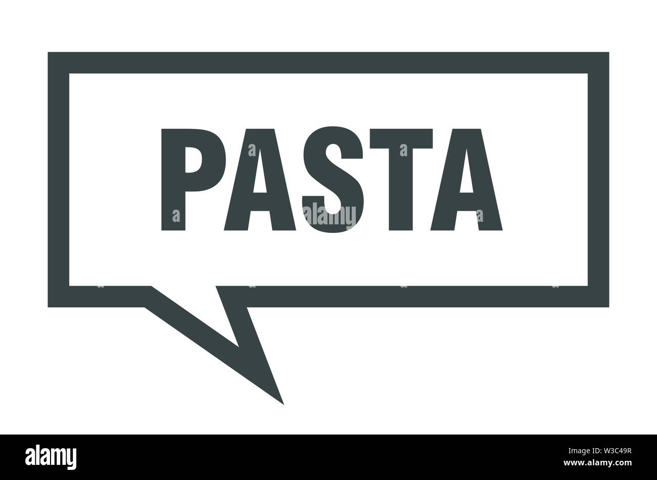 Pasta unterzeichnen. Pasta Pasta square Sprechblase. Stock Vektor